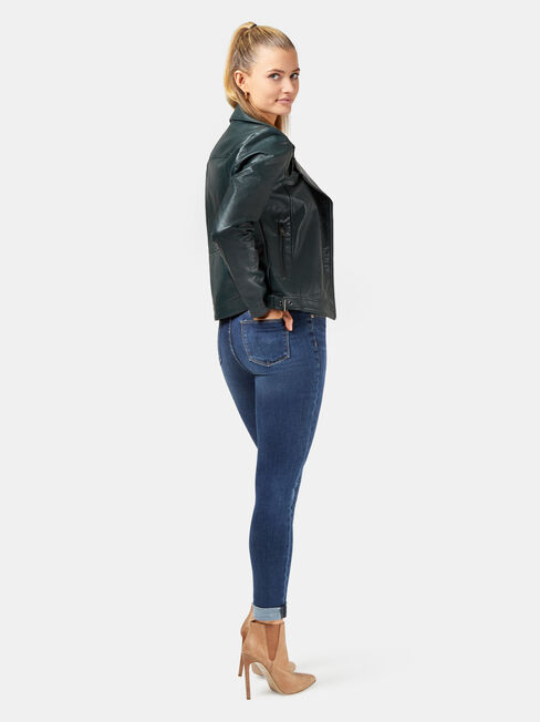 Frankie PU Jacket, Green, hi-res