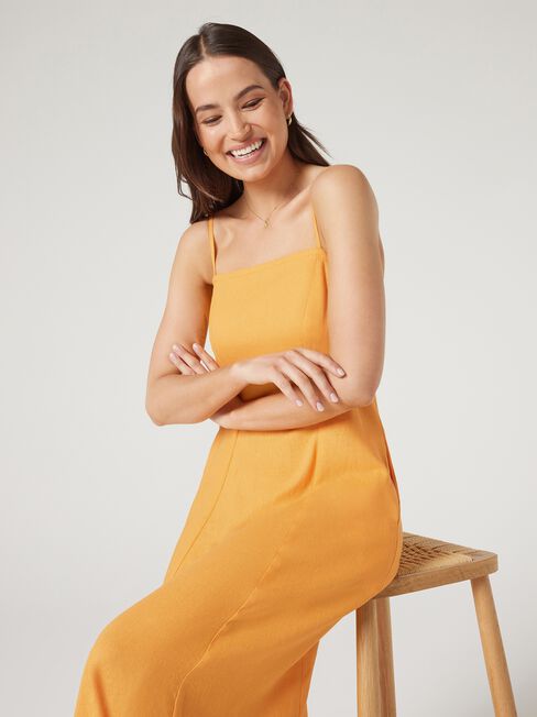 Nellie Fit and Flare Dress, Orange, hi-res