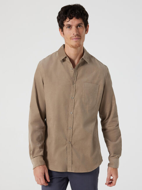 Jamie Corduroy Long Sleeve Shirt, Dark Stone, hi-res