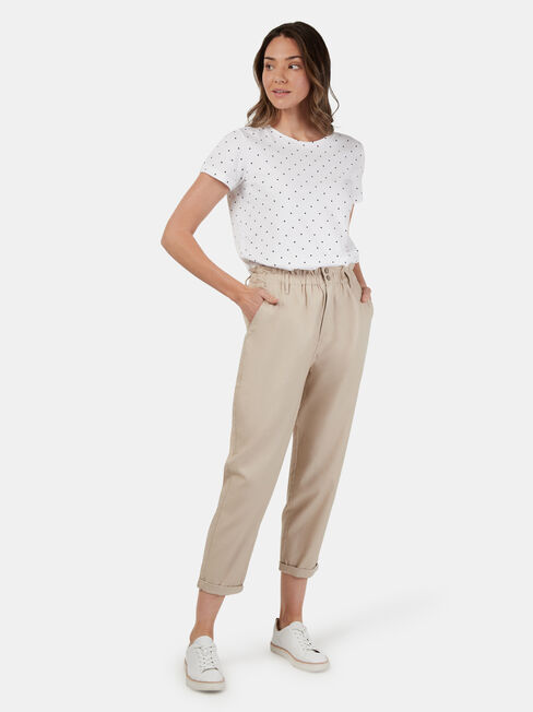 Cotton Paperbag Pant, White, hi-res