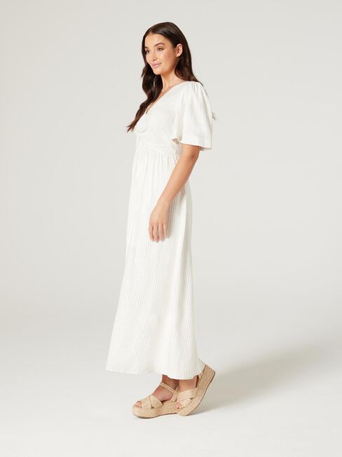 Daphne Twist Front Dress, Oat Stripe, hi-res
