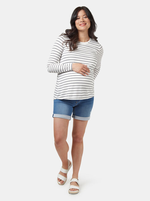 Tina Maternity Tee, Stripe, hi-res