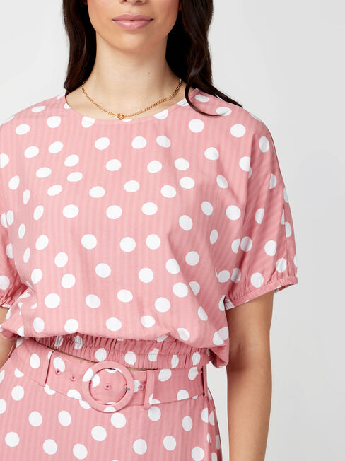 Sara Belted Tiered Skirt, Pink, hi-res