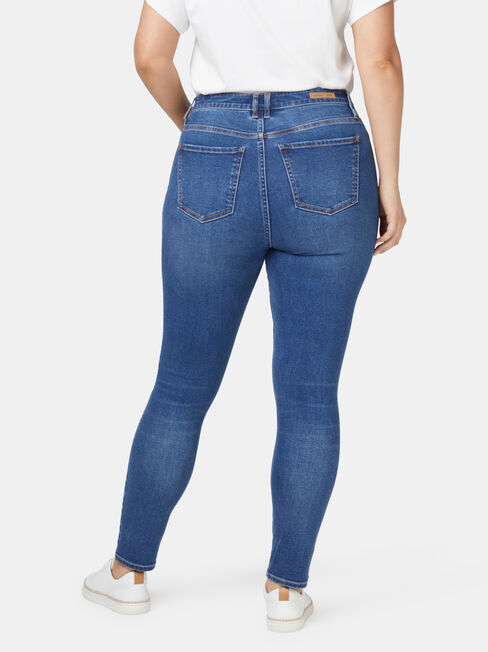Ellie Curve Embracer High Waisted Skinny 7/8 Jeans Bright Indigo, Mid Indigo, hi-res