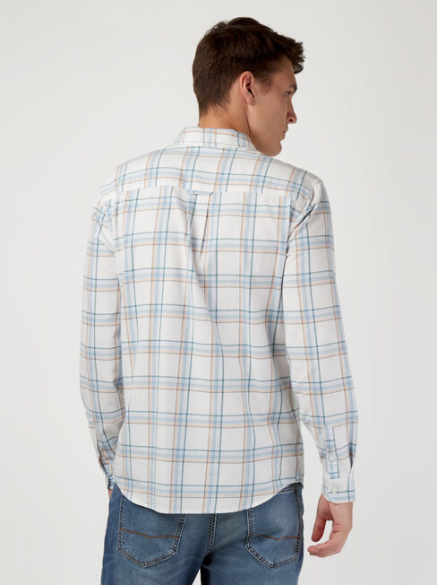 LS Boden Brushed Check Shirt, White, hi-res