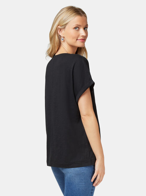 Drop Shoulder Tee, Black, hi-res