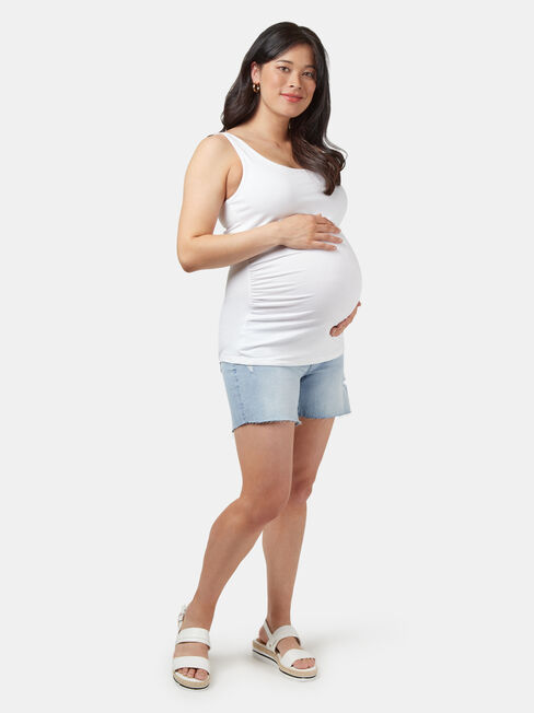 Kearly Elastic Insert Maternity Short, Blue, hi-res