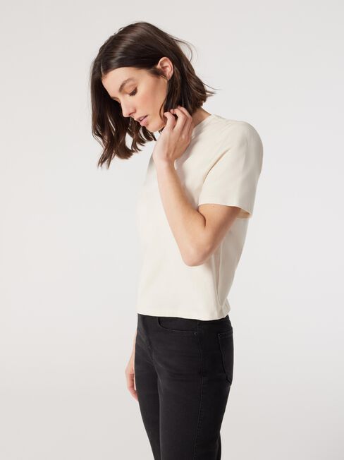 Essential Relaxed Crop Tee, Stone, hi-res