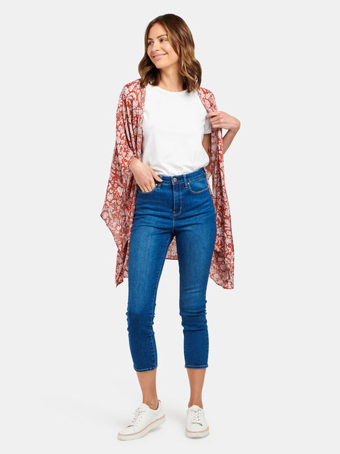 Polly Printed Kimono, Floral, hi-res