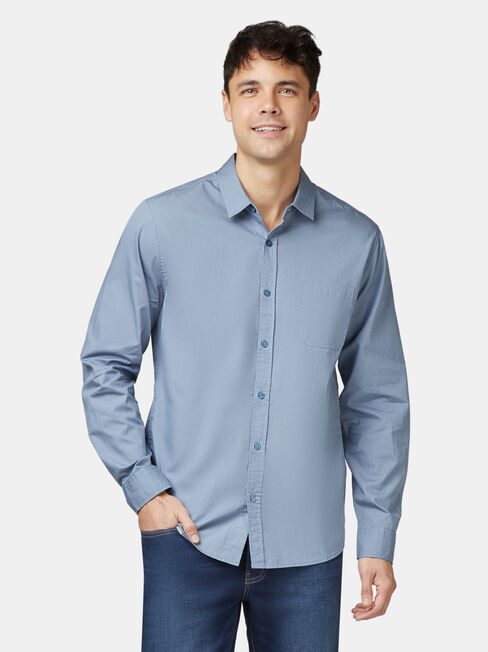 Aiden Long Sleeve Print Shirt, Blue, hi-res