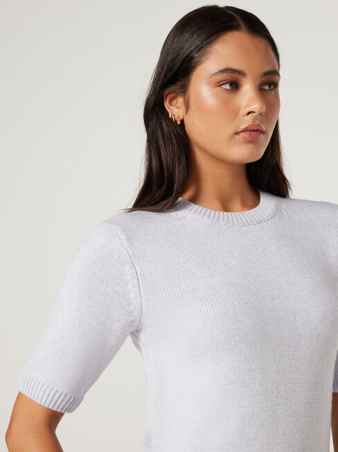 Olivia Knit Tee, Grey, hi-res