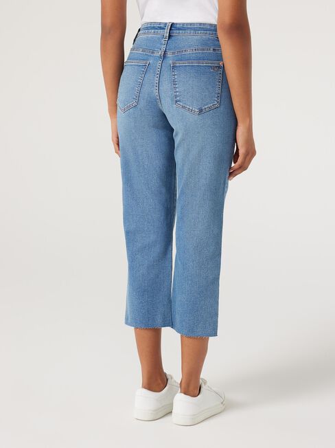 Annie Mid-Waisted Straight Capri, Mid Indigo, hi-res