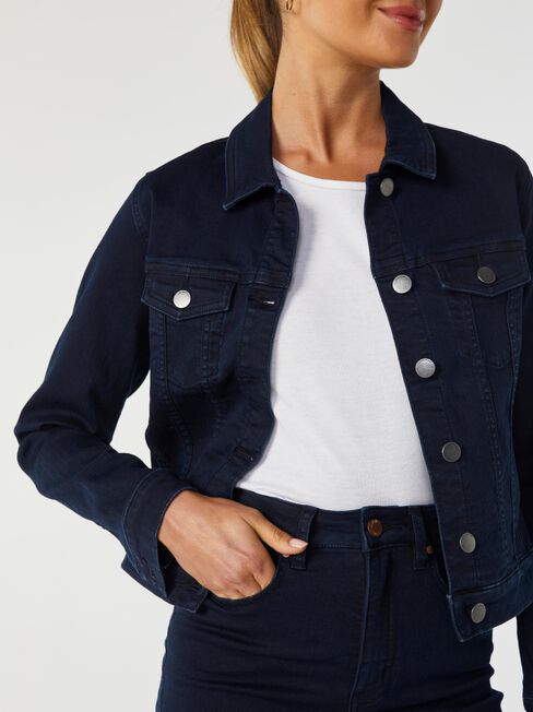 Classic Stretch Denim Jacket, Blue, hi-res