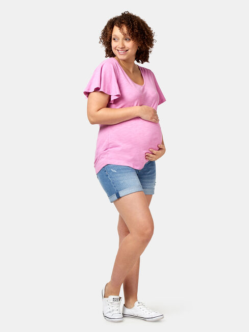Milli Maternity Distressed Short, Blue, hi-res