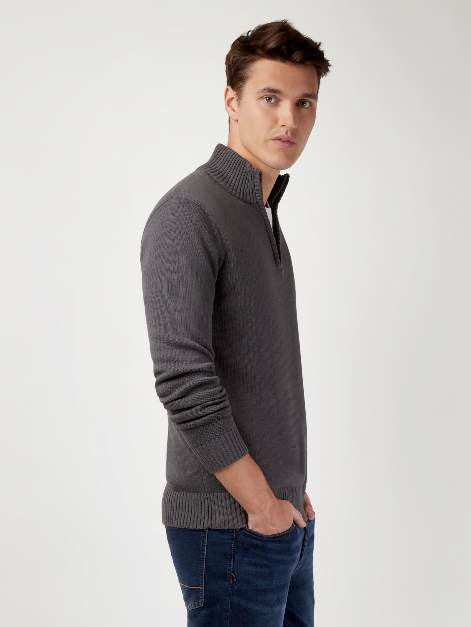 Ezra Funnel Zip Neck Knit