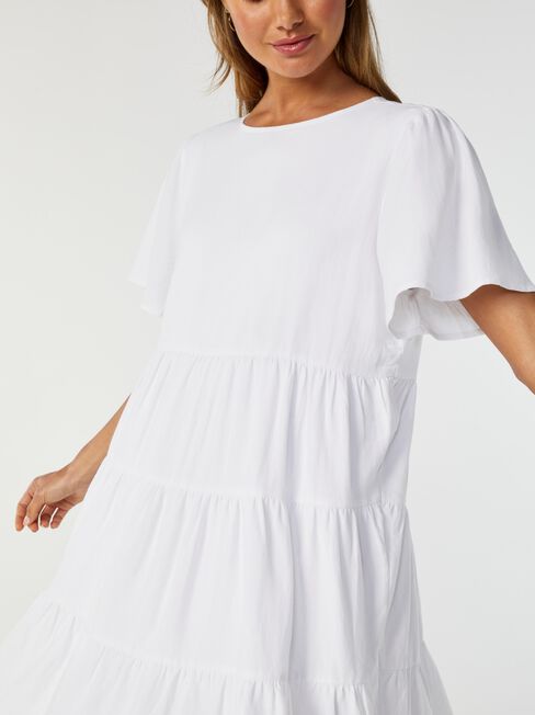 Bobby Tiered Dress, White, hi-res