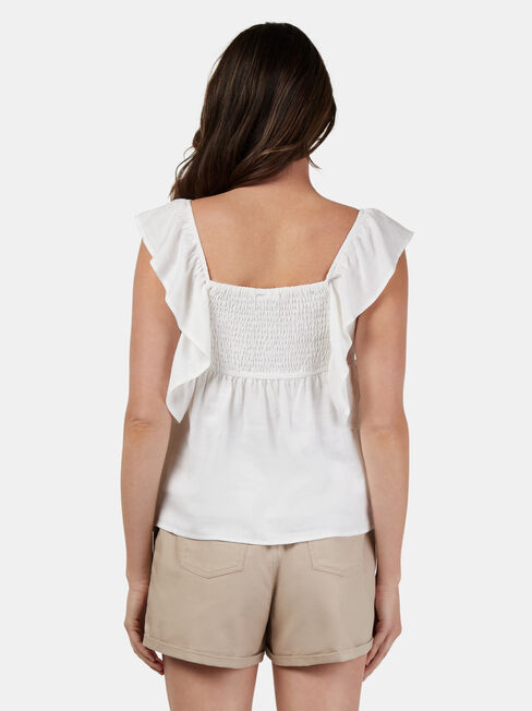 Erin Square Neck Flutter Sleeve Top, White, hi-res