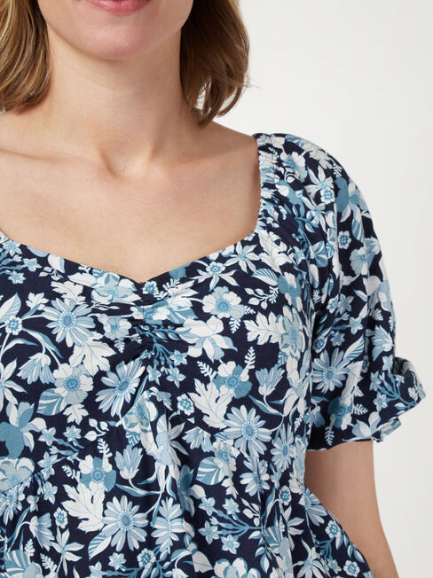 Daphne Sweetheart Neck Top, Floral, hi-res