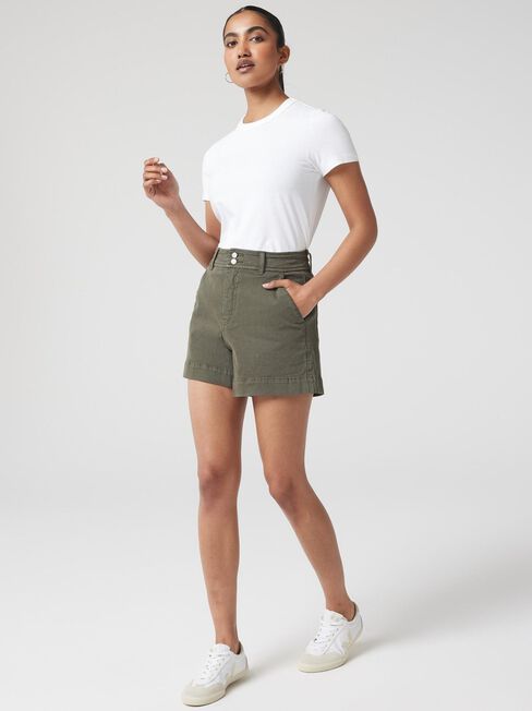 Georgia Tummy Trimmer Denim Short, Green, hi-res