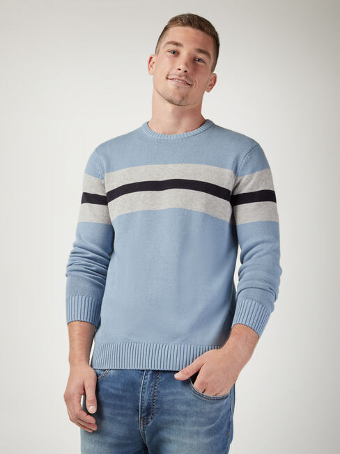 Marshall Block Stripe Crew Knit, Blue, hi-res