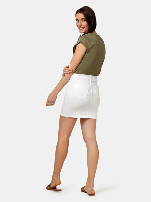 Mel Patch Pocket Skirt, White, hi-res