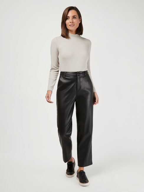 Morticia Mock Neck Top, White, hi-res