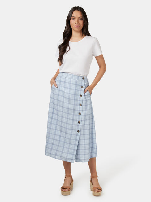 Daisy Side Button Skirt, Blue, hi-res