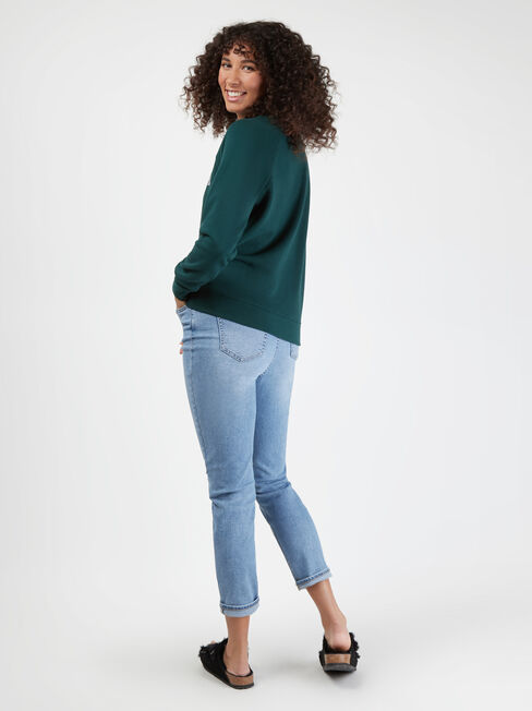 Viola Sweatshirt, Green & White, hi-res