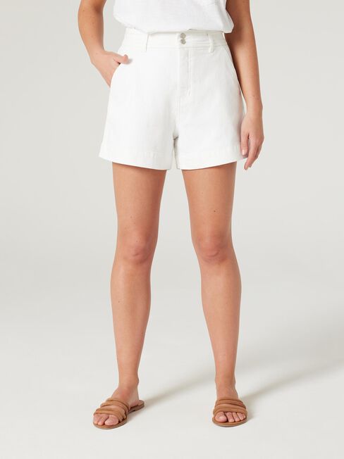 Georgia Tummy Trimmer Denim Short, White, hi-res