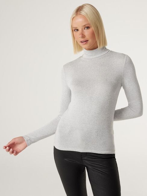 Sariah Soft Touch Turtleneck Pullover, Grey Marle, hi-res