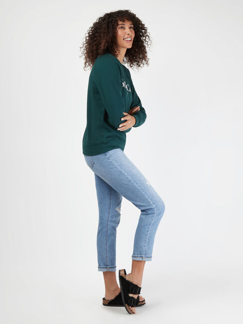 Viola Sweatshirt, Green & White, hi-res