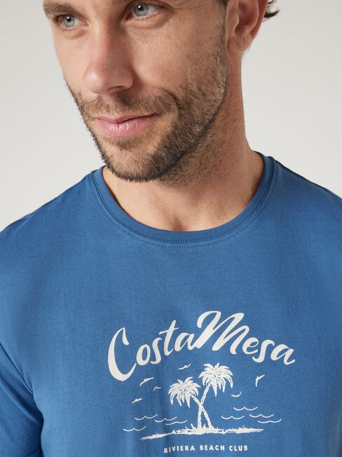 Short Sleeve Costa Mesa Print Crew Tee, Navy, hi-res