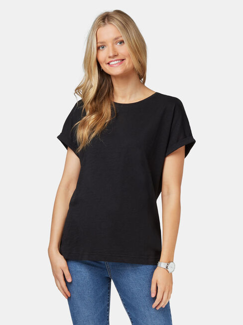 Drop Shoulder Tee, Black, hi-res