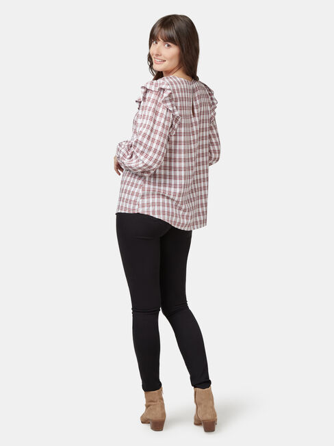 Liza Check Frill Top, Multi, hi-res