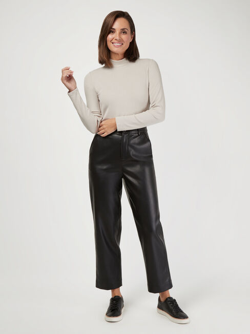 Morticia Mock Neck Top, White, hi-res