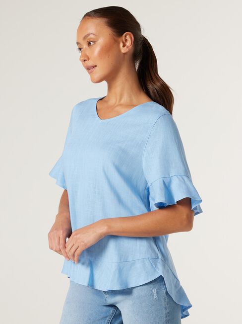 Avrel Ruffle Hem Top, Powder Blue, hi-res