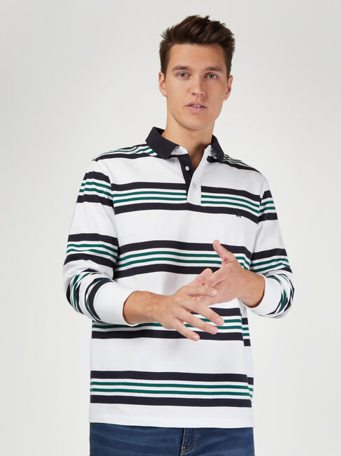 LS Travis Stripe Rugby Polo, Blue, hi-res