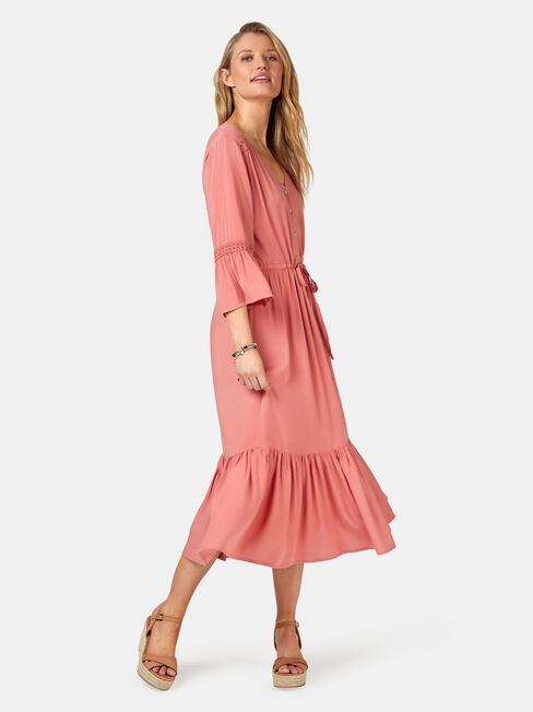 Willow Peasant Dress, Red, hi-res