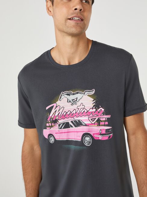 SS Ford Mustang Summer Print Crew Tee, Grey, hi-res