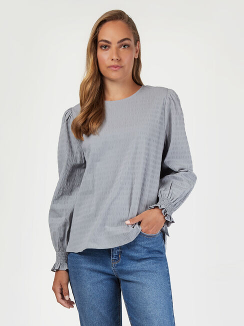 Tessa Textured Top, Grey, hi-res