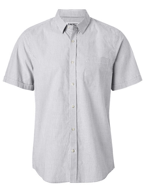 Alban Short Sleeve Check Shirt, Grey, hi-res