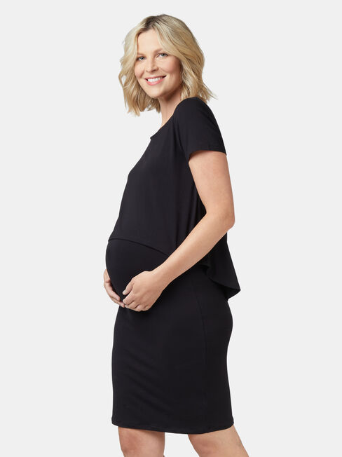 Lella Maternity Dress, Black, hi-res