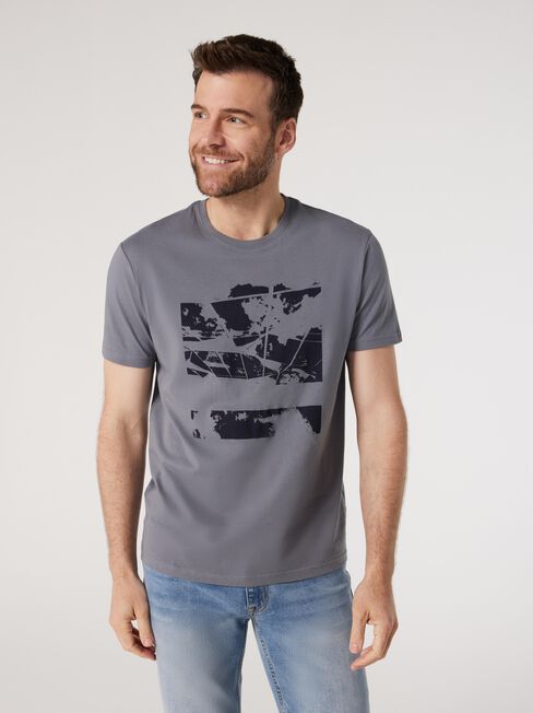 SS Knox Print Crew Tee, Grey, hi-res