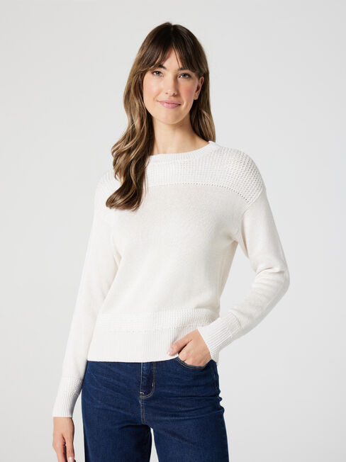 Paige Rack Stitch Pullover Knit, Malt, hi-res