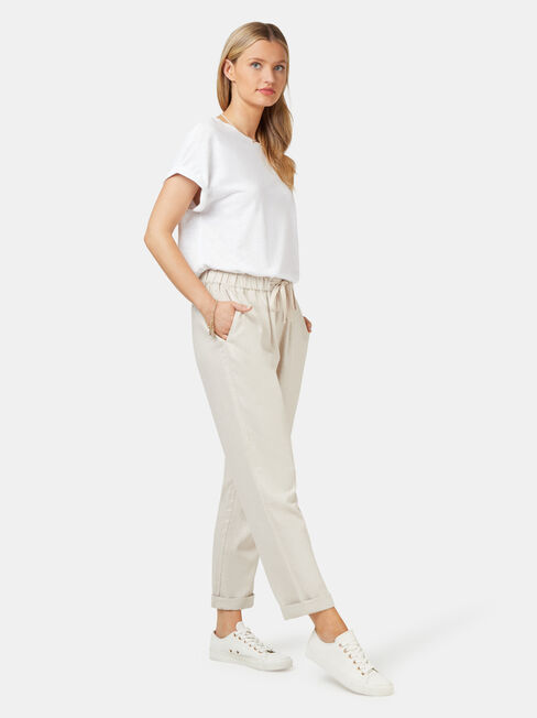 Linen Blend Pant, White, hi-res