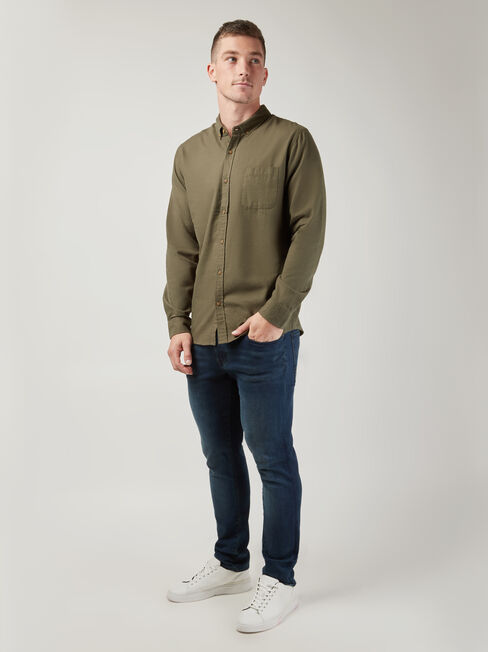 Ainsley Brushed Shirt, Green, hi-res