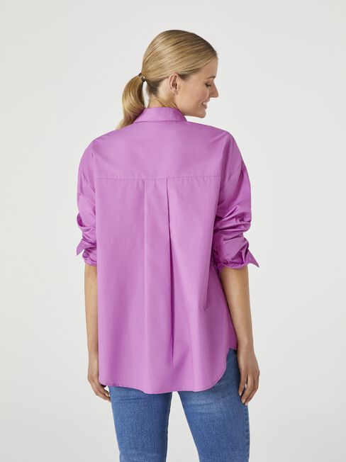 Eve Button Through Shirt, Purple, hi-res