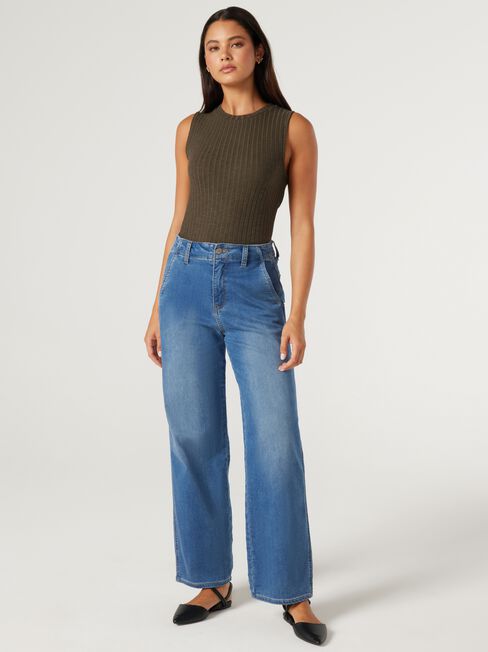 Sara Cozy Rib Tank, Moss, hi-res