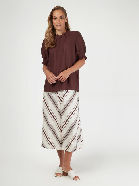 Sasha Short Sleeve Top, Brown, hi-res