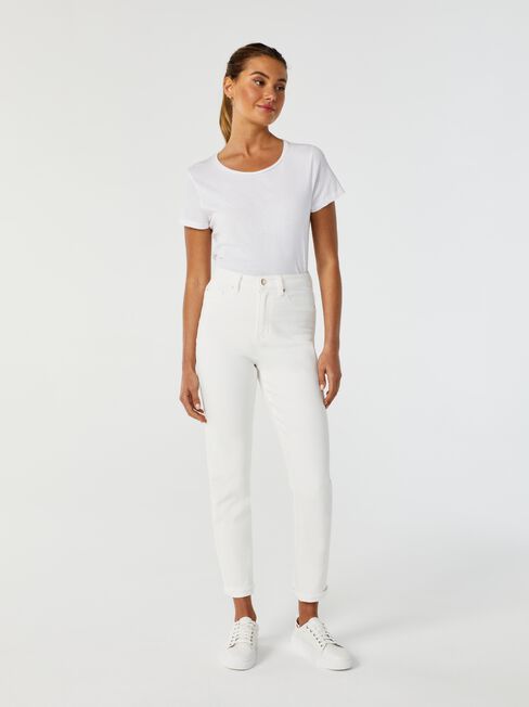 Brooke High Waisted Tapered Crop Jeans, White, hi-res